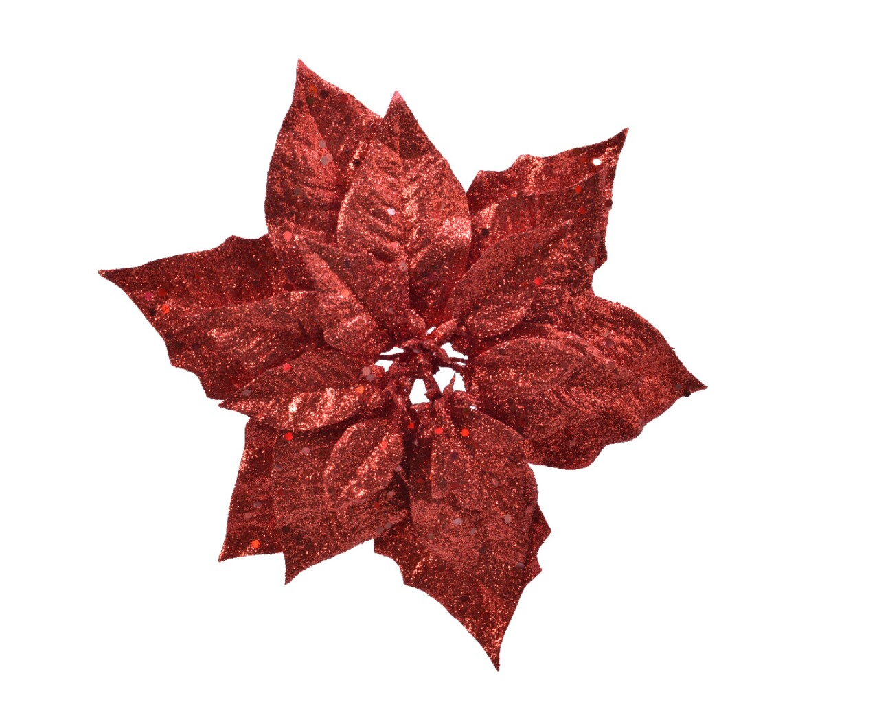 Decoratiune Poinsettia w glitter, Decoris, 23x7 cm, plastic, rosu - imagine 3